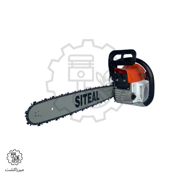 نمای 3/4 اره موتوری اشتیل CS5800 با موتور قدرتمند و تیغه برش حرفهای