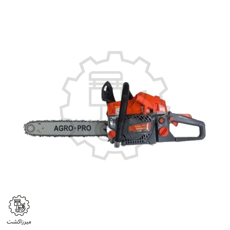 اره زنجیری بنزینی اگروماشین مدل AG-CS4500 نمای جانبی بدنه و موتور