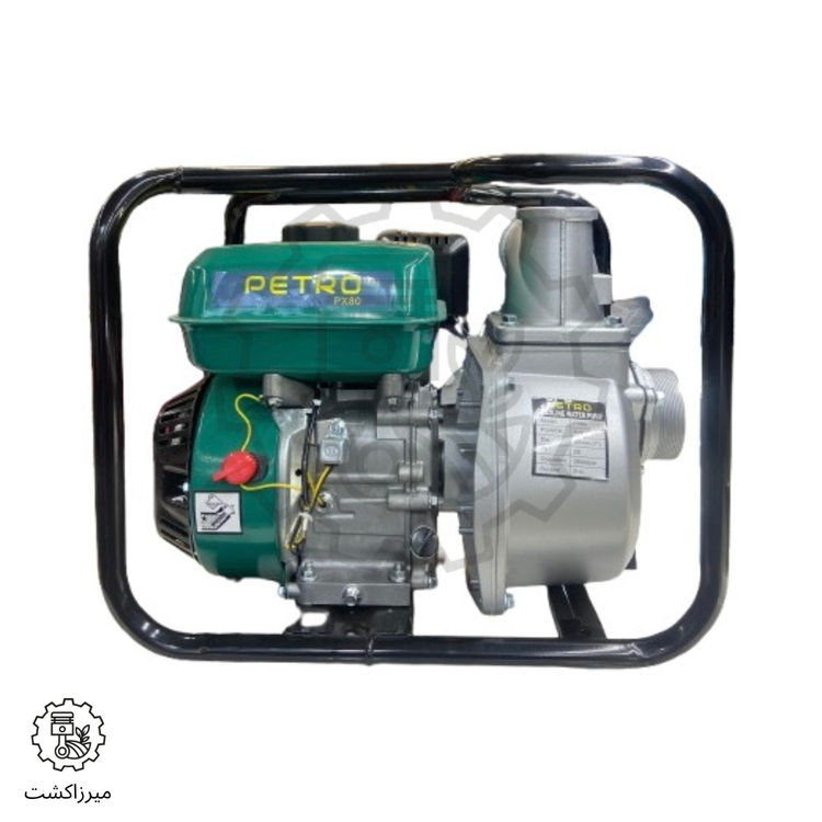 موتورپمپ بنزینی پترو PX80 نمای جانبی مناسب کشاورزی