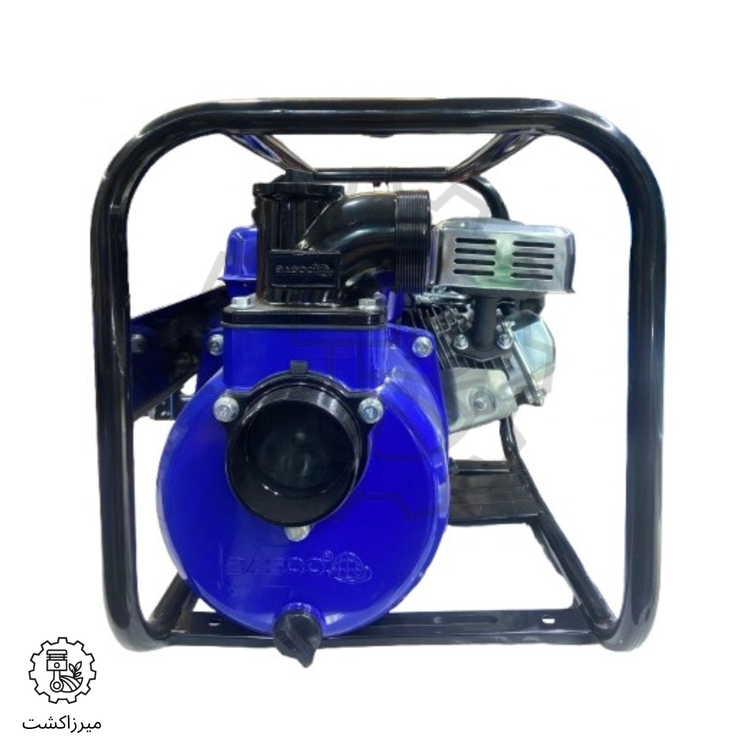 موتور پمپ آب باسو BS-80X نمای پشت پمپ و شاسی